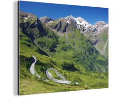 Wanddecoratie Metaal - Aluminium Schilderij Industrieel - De Grossglockner weg die door de Oostenrijkse Alpen - 40x30 cm - Dibond - Foto op aluminium - Industriële muurdecoratie - Voor de woonkamer/slaapkamer