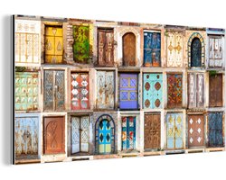 Wanddecoratie Metaal - Aluminium Schilderij Industrieel - Deuren - Architectuur - Vintage - Collage - 160x80 cm - Dibond - Foto op aluminium - Industriële muurdecoratie - Voor de woonkamer/slaapkamer