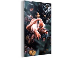 Wanddecoratie Metaal - Aluminium Schilderij Industrieel - Flamingo - Vlinder - Vogel - Jungle - 40x60 cm - Dibond - Foto op aluminium - Industriële muurdecoratie - Voor de woonkamer/slaapkamer