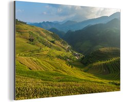 Wanddecoratie Metaal - Aluminium Schilderij Industrieel - Rijstvelden op Bali - 60x40 cm - Dibond - Foto op aluminium - Industriële muurdecoratie - Voor de woonkamer/slaapkamer