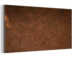 Wanddecoratie Metaal - Aluminium Schilderij Industrieel - Roest - Bruin - Messing - 160x80 cm - Dibond - Foto op aluminium - Industriële muurdecoratie - Voor de woonkamer/slaapkamer