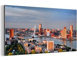 Wanddecoratie Metaal - Aluminium Schilderij Industrieel - Rotterdam - Skyline - Boom - 40x20 cm - Dibond - Foto op aluminium - Industriële muurdecoratie - Voor de woonkamer/slaapkamer