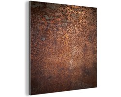 Wanddecoratie Metaal - Aluminium Schilderij Industrieel - Staal - Roest - Brons - Structuur - 50x50 cm - Dibond - Foto op aluminium - Industriële muurdecoratie - Voor de woonkamer/slaapkamer