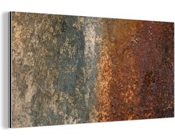 Wanddecoratie Metaal - Aluminium Schilderij Industrieel - Staal - Roest - Oud - Oranje - Grijs - Patroon - Abstract - 40x20 cm - Dibond - Foto op aluminium - Industriële muurdecoratie - Voor de woonkamer/slaapkamer
