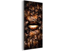 Wanddecoratie Metaal - Aluminium Schilderij Industrieel - Vrouw - Lippen - Koper - 80x160 cm - Dibond - Foto op aluminium - Industriële muurdecoratie - Voor de woonkamer/slaapkamer
