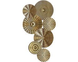 Wanddecoratie metaal - Gouden wandsculptuur voor huis woonkamer - 3D-wandornament - 4/7 stuks ronde wandversiering - Slaapkamer keuken gang .