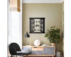 Wanddecoratie metaal-Metalen wanddecoratie-muurdecoratie metaal -vogels-metaal-staal-60*60cm