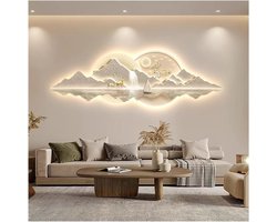 Wanddecoratie Metaal - Muurkunst Decor - Woonkamer Verfraaien - Met LED-Licht - 150x50CM - Multicolor
