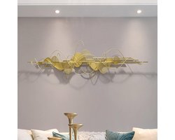 Wanddecoratie Metaal - Muursculptuur Smeedijzer - Woonkamer Aankleden - Handgemaakt Uniek Ontwerp - 150 x 48 cm - Zwart