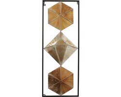 Wanddecoratie - Muur decoratie - 86x33x3cm - Metaal - Goud - bruin - zilver