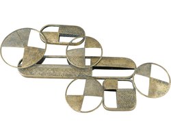 Wanddecoratie - Muur decoratie - 91x50x10cm - Metaal - Antiek goud - Spiegel.