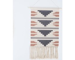 Wanddecoratie - Muur decoratie - Ibiza - Katoen - 90x60cm - Naturel
