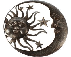 Wanddecoratie-muurdecocratie-zon, maan en sterren-Metalen wanddecoratie-Deco-wall art-Goldbach collectie