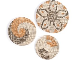 Wanddecoratie - Muurdecoratie - 3 Handgemaakte Rieten Manden - Woonkamer Slaapkamer Tuin Terras - Wall Art Decoration - Room Decor - Home Improvement Accessories rieten mand