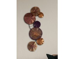 Wanddecoratie - Muurdecoratie - 35x76cm - Metalen Ronde vorm object - Kunstlijst - Wandversiering - Wandborden - Metaal