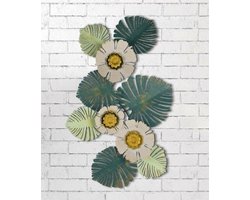 Wanddecoratie - Muurdecoratie - 55x80cm - Madeliefjesbloem - Metalen object - Kunstlijst - Wandversiering - Wandborden - Metaal
