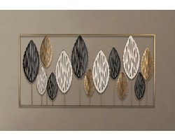 Wanddecoratie - Muurdecoratie - 60x115cm - Leafes- Metalen object - Kunstlijst - Wandversiering - Wandborden - Metaal