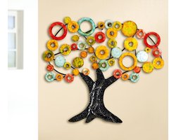 Wanddecoratie - Muurdecoratie - Metaal - Boom Metalen levensboom gekleurd