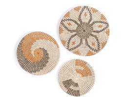 Wanddecoratie - Muurdecoratie - Pak 3 Handgemaakte Rieten Manden - Decoratie Woonkamer - Slaapkamer - Tuin - Terras - Wall Art Decoration - Room Decor - Home Improvement Accessories