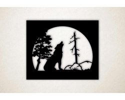 Wanddecoratie - Muurpaneel wolf - XS - 25x30cm - Zwart - muurdecoratie - Line Art