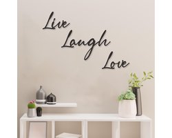 Wanddecoratie - Muurtekst - Live Love Laugh - Hout - Wall Art - Muurdecoratie - Woonkamer - Zwart