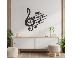 Wanddecoratie Muziek - Muurdecoratie Muzieknoot - Muurdecoratie Hout - Wanddecoratie Hout - Muurdecoratie Woonkamer - Wanddecoratie Woonkamer - Wanddecoratie Industrieel - Wanddecoratie Dieren - Home Decor - Wall Line Art - 63 x 59 cm