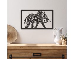 Wanddecoratie Olifant - Muurdecoratie Olifant - Muurdecoratie Hout - Wanddecoratie Hout - Muurdecoratie Woonkamer - Wanddecoratie Woonkamer - Wanddecoratie Industrieel - Wanddecoratie Dieren - Home Decor - Wall Line Art - 49 x 29.5 cm