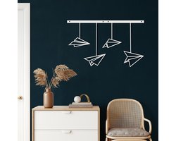 Wanddecoratie | Papieren Vliegtuig / Paper Plane| Metal - Wall Art | Muurdecoratie | Woonkamer | Buiten Decor |Wit| 100x60cm