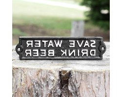 Wanddecoratie Plaat - Bier Sign - Woonkamer Decoratie - Gietijzer Materiaal - 22 cm - Zwart