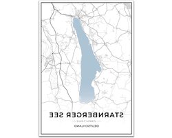 Wanddecoratie Poster - Kaart Poster - Woonkamer Decoratie - Premium 250 g/m² Papier - 50 x 70 cm - Blauw