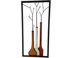 Wanddecoratie raam vazen muurdecoratie metaal- mono metalen Wandkleed - sfeervol Wandobject Muurdecoratie Woonkamer - Wandhanger & Muurhanger - Muurobject Wanddecoratie - Wandversiering Slaapkamer