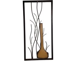 Wanddecoratie raam vazen muurdecoratie metaal- mono metalen Wandkleed - sfeervol Wandobject Muurdecoratie Woonkamer - Wandhanger & Muurhanger - Muurobject Wanddecoratie - Wandversiering Slaapkamer