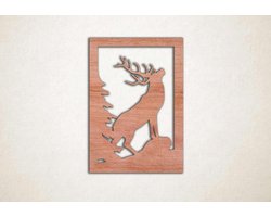 Wanddecoratie - Rendier - wandpaneel - S - 60x43cm - Multiplex - muurdecoratie - Line Art