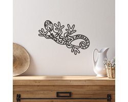 Wanddecoratie Salamander - Muurdecoratie Gecko - Muurdecoratie Hout - Wanddecoratie Hout - Muurdecoratie Woonkamer - Wanddecoratie Woonkamer - Wanddecoratie Industrieel - Wanddecoratie Dieren - Home Decor - Wall Line Art - 43 x 29 cm