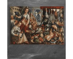 Wanddecoratie / Schilderij / Poster / Doek / Schilderstuk / Muurdecoratie / Fotokunst / Tafereel De welvoorziene keuken - Joachim Bueckelaer gedrukt op Dibond