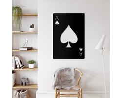 Wanddecoratie | Schoppenaas / Ace Of Spades| Metal - Wall Art | Muurdecoratie | Woonkamer | Buiten Decor |Zwart| 52x75cm