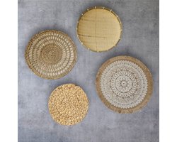 Wanddecoratie set 22 zeegras wand - veranda decoratie 4 stuks