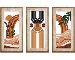 Wanddecoratie set abstracte geometrische planten - Hout - 40 x 20 cm - Creëert een sfeervolle ambiance - ShopVlot