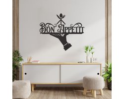 Wanddecoratie Smakelijk Eten - Muurdecoratie Bon Appetit - Wanddecoratie Keuken - Muurdecoratie Hout - Wanddecoratie Hout - Wanddecoratie Woonkamer - Wanddecoratie Industrieel - Wanddecoratie Dieren - Home Decor - Wall Line Art - 70.5 x 59 cm