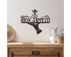 Wanddecoratie Smakelijk Eten - Muurdecoratie Bon Appetit - Wanddecoratie Keuken - Muurdecoratie Hout - Wanddecoratie Hout - Wanddecoratie Woonkamer - Wanddecoratie Industrieel - Wanddecoratie Dieren - Home Decor - Wall Line Art - 34.5 x 29 cm