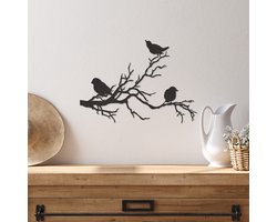 Wanddecoratie Tak Met Vogels - Muurdecoratie Vogels - Muurdecoratie Hout - Wanddecoratie Hout - Muurdecoratie Woonkamer - Wanddecoratie Woonkamer - Wanddecoratie Dieren - Wanddecoratie Natuur - Wanddecoratie Landschap - 40.5 x 29 cm