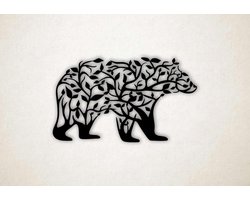 Wanddecoratie - Takken in vorm van beer - S - 36x60cm - Zwart - muurdecoratie - Line Art