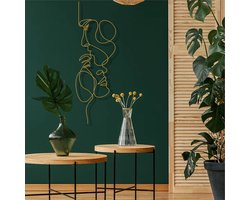 Wanddecoratie | Twee Gezichten / Two Face  | Metal - Wall Art | Muurdecoratie | Woonkamer |Gouden| 35x100cm