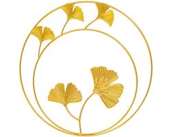 Wanddecoratie van 3D Stereo Ginkgo Blad - Gouden Metalen Sfeervolle Muur Ornament - Nordic Modern Design voor Slaapkamer en Woonkamer - Stijlvolle Veranda Wall Art Sculptuur van 28cm/30cm.
