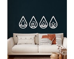 Wanddecoratie | Vier Elementen / Four Elements | Metal - Wall Art | Muurdecoratie | Woonkamer | Buiten Decor |Wit| 30x30cm