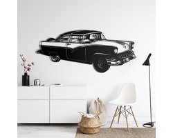 Wanddecoratie | Vintage Auto/ Vintage Car| Metal - Wall Art | Muurdecoratie | Woonkamer | Buiten Decor |Zwart| 101x43cm