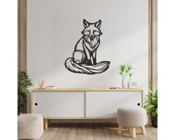 Wanddecoratie Vos - Muurdecoratie Vos - Muurdecoratie Hout - Wanddecoratie Hout - Muurdecoratie Woonkamer - Wanddecoratie Woonkamer - Wanddecoratie Industrieel - Wanddecoratie Dieren - Home Decor - Wall Line Art - 72 x 59 cm