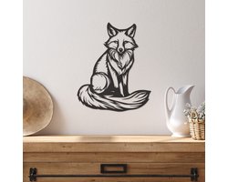 Wanddecoratie Vos - Muurdecoratie Vos - Muurdecoratie Hout - Wanddecoratie Hout - Muurdecoratie Woonkamer - Wanddecoratie Woonkamer - Wanddecoratie Industrieel - Wanddecoratie Dieren - Home Decor - Wall Line Art - 35.5 x 29 cm