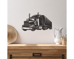 Wanddecoratie Vrachtwagen - Muurdecoratie Truck - Muurdecoratie Hout - Wanddecoratie Hout - Muurdecoratie Woonkamer - Wanddecoratie Woonkamer - Wanddecoratie Industrieel - Wanddecoratie Dieren - Home Decor - Wall Line Art - 46.5 x 29 cm