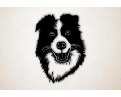 Wanddecoratie - Vrolijke Border Collie hond - S - 60x44cm - Zwart - muurdecoratie - Line Art